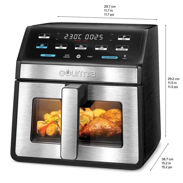 Gourmia 7.6L Digital Air Fryer, Black With Light & Window GAF858 - Image 2