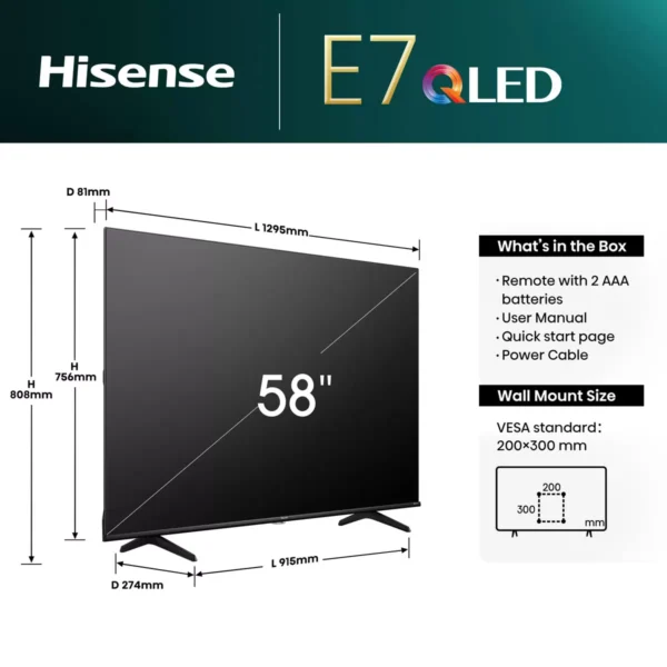 Hisense 58E7NQTUK 58 Inch QLED Freely Smart TV - Image 6